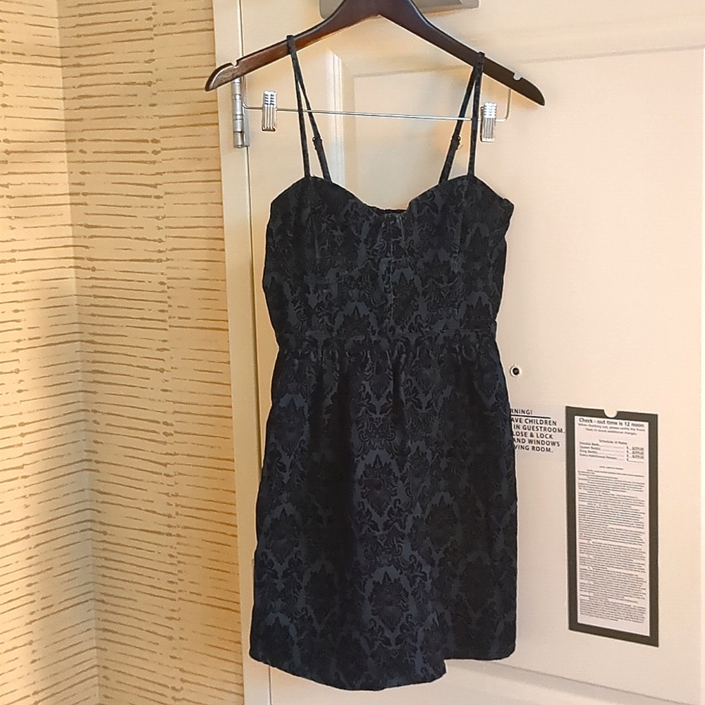 Blue/Black Floral Print Dress